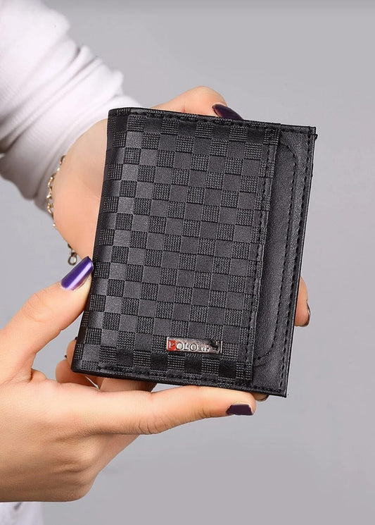 POLO Dama Desen Cüzdan Kendinden Kartlık Kemer Anahtarlık Çakmak Kombin Siyah