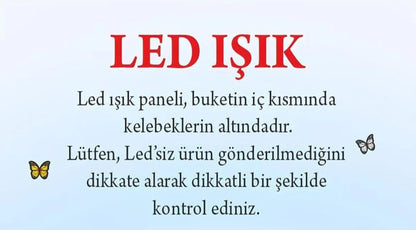 Led Işıklı Lacivert Kelebek Buketi , Dekoratif Konsept Hediye Anneye, Sevgiliye, Arkadaşa