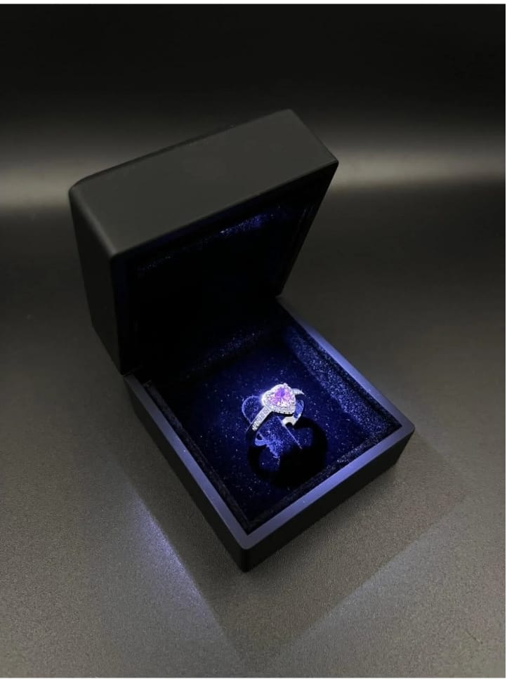 Kalpli Pandora Yüzük Ciddi İlişki Yüzüğü & Işıklı Yüzük Kutusunda Kalpli Yüzük Ayarlanabilir