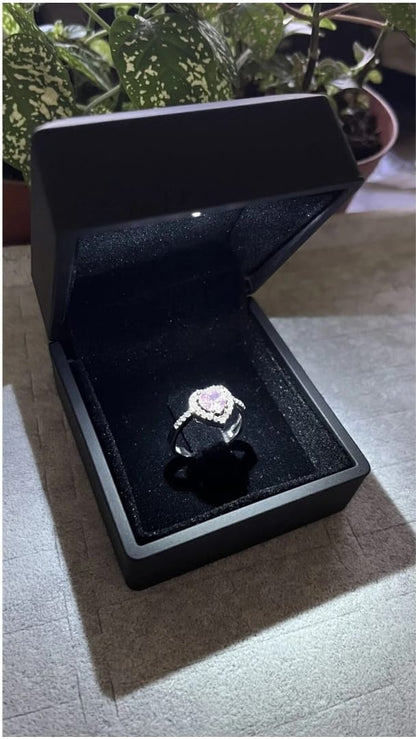 Kalpli Pandora Yüzük Ciddi İlişki Yüzüğü & Işıklı Yüzük Kutusunda Kalpli Yüzük Ayarlanabilir