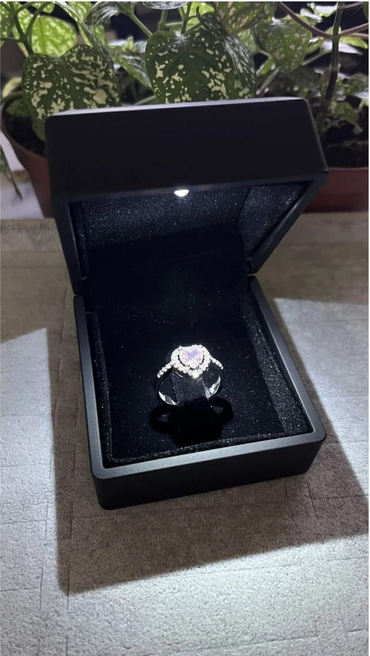 Kalpli Pandora Yüzük Ciddi İlişki Yüzüğü & Işıklı Yüzük Kutusunda Kalpli Yüzük Ayarlanabilir