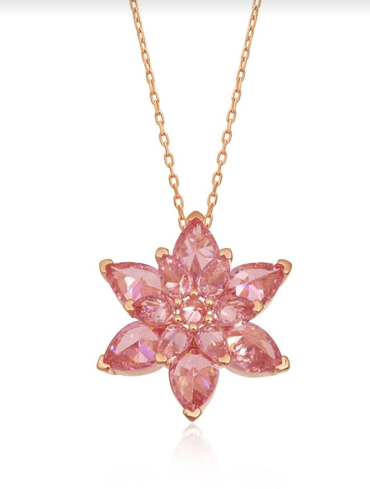 Işıklı Kolye Kutulu Gümüş Lotus Çiçeği Kolye | 925 Ayar Gümüş Kolye