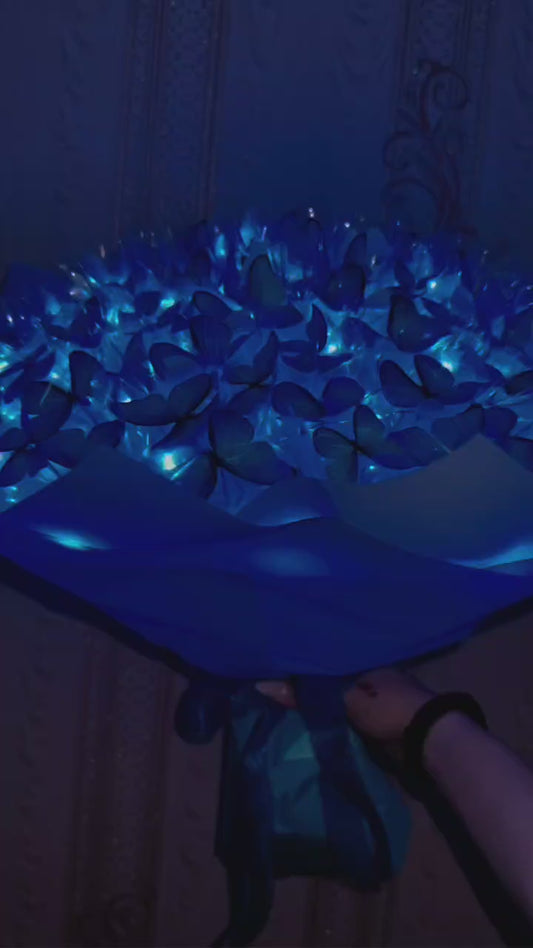 Led Işıklı Lacivert Kelebek Buketi , Dekoratif Konsept Hediye Anneye, Sevgiliye, Arkadaşa